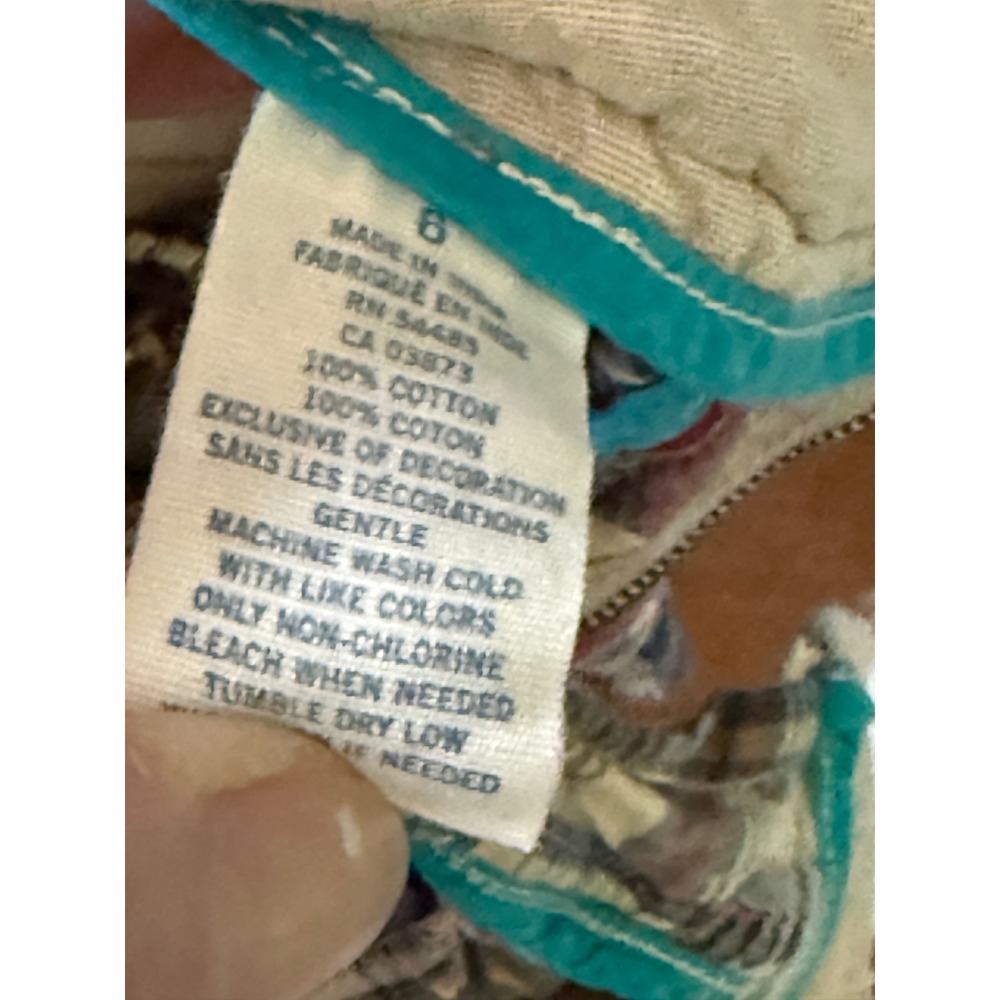 American Eagle Retro 90s Bermuda Shorts Plaid Patchwork Cargo Pink Blue 8 Y2K - Picture 6 of 12